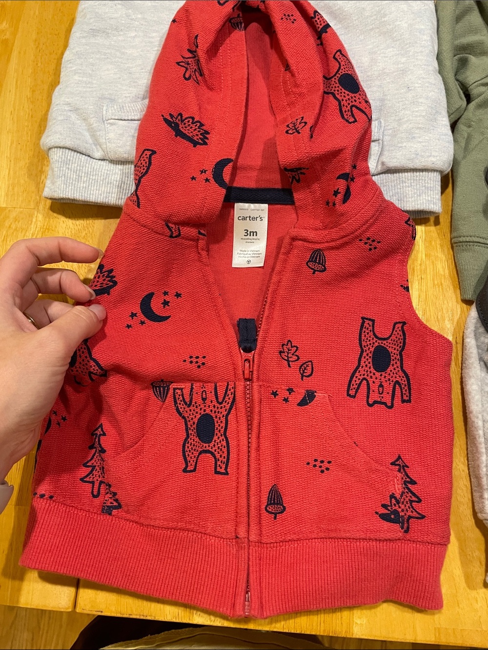 Carter's Red Hooded Toddler Vest with Forest Print - Picture 2 of 7